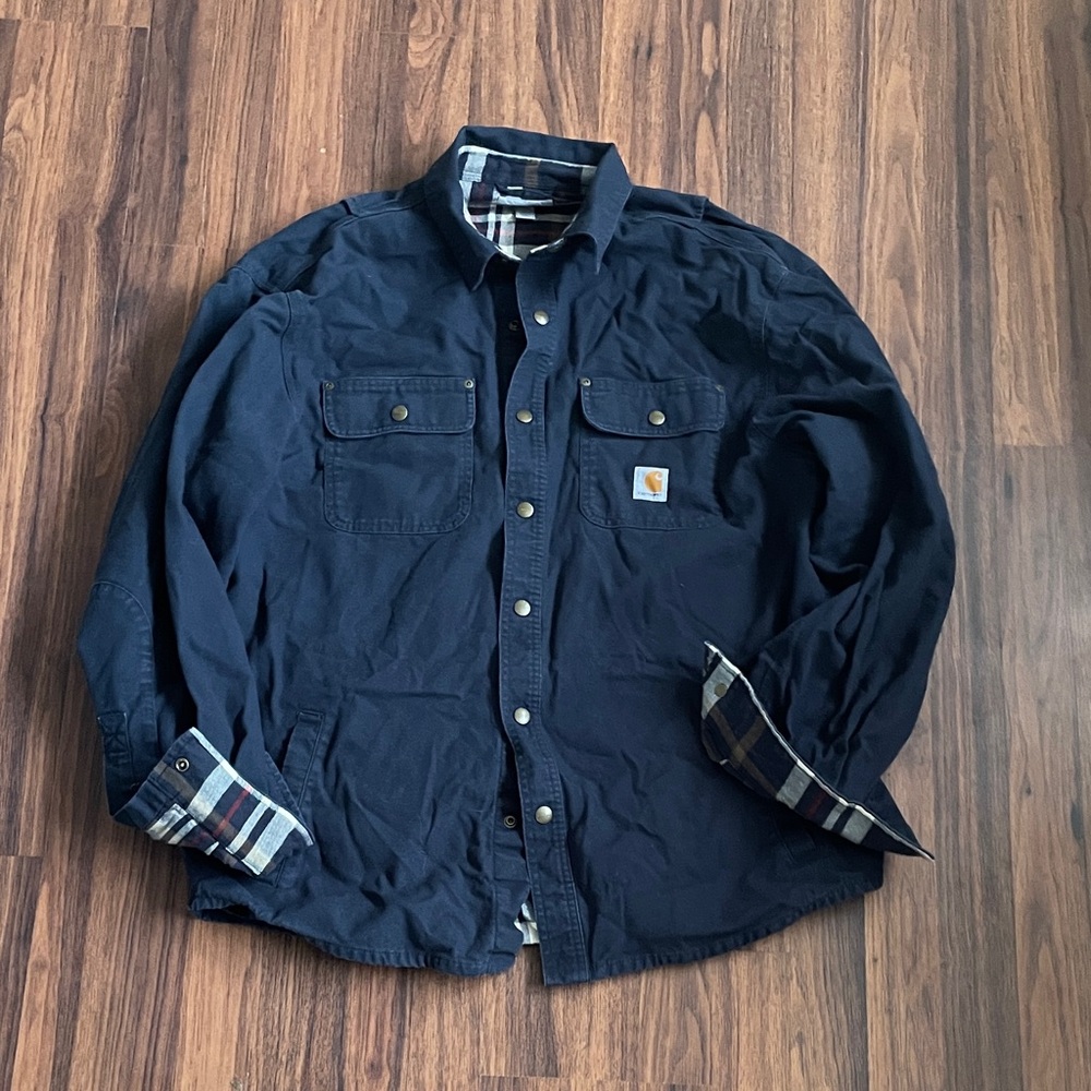 Carhartt Men's Flannel-Lined Blue Shirt Jacket